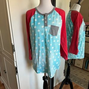 🔴 American Eagle Medium Red, White & Blue Shirt